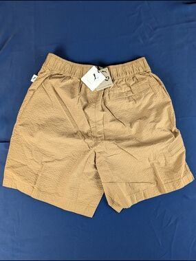 Puma Select MMQ Seersucker Shorts Men's Size Medium Tan Zipper Pocket